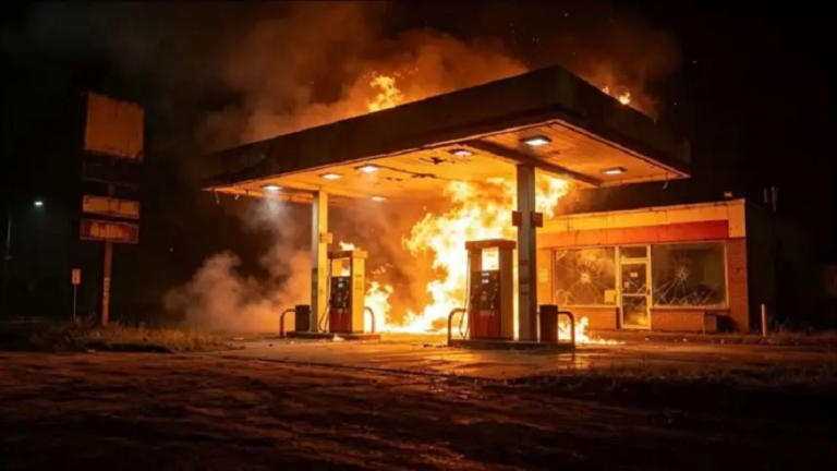 Incendio en una estación de servicio sobre la Ruta 14: dos personas resultaron heridas