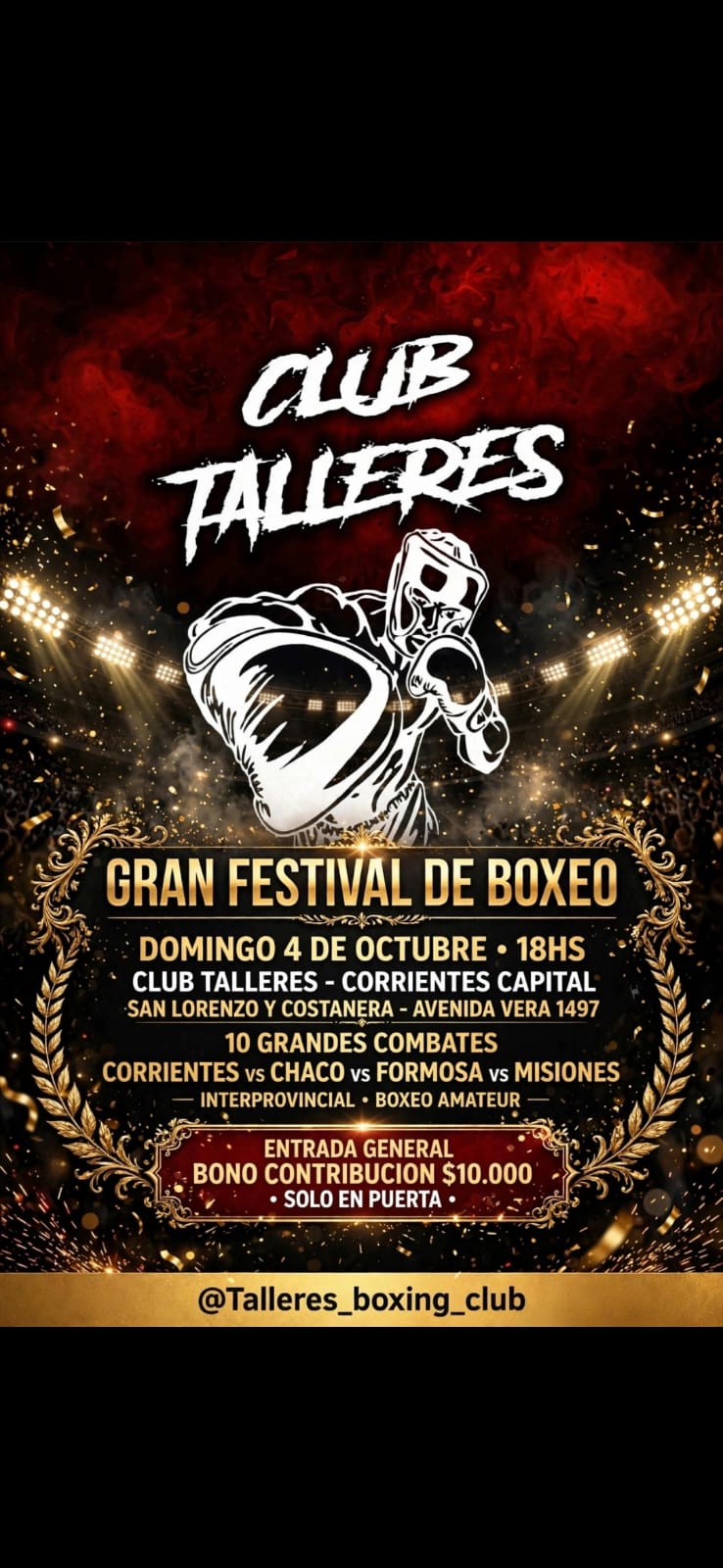 Gran festival de boxeo en el Club Talleres: habrá combates interprovinciales y títulos en juego