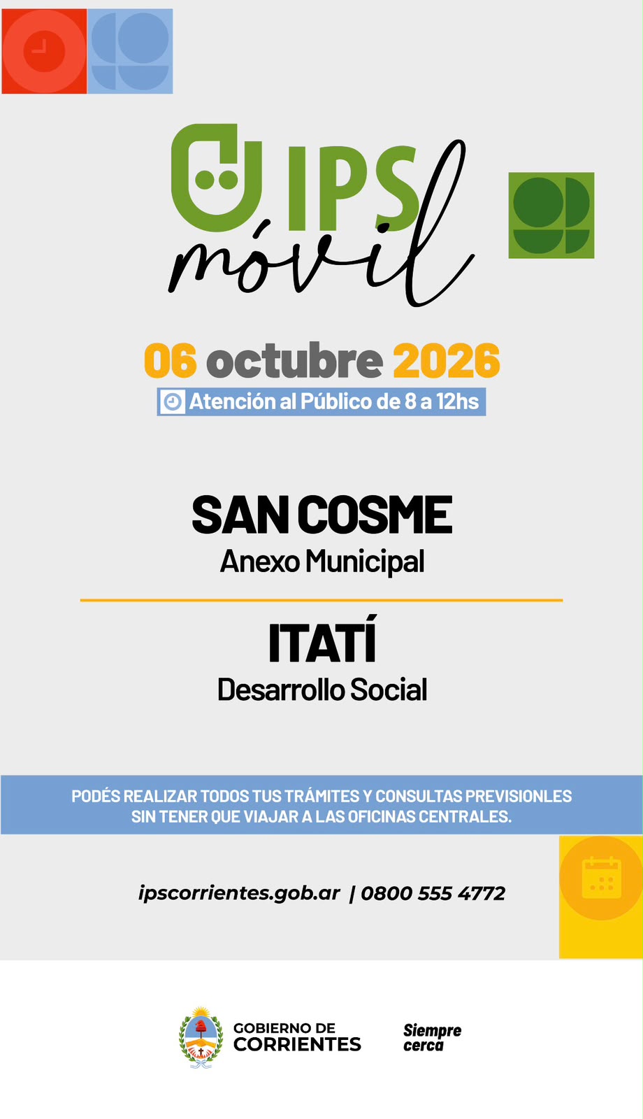 IPS Móvil llega a San Cosme e Itatí con atención al público y trámites previsionales