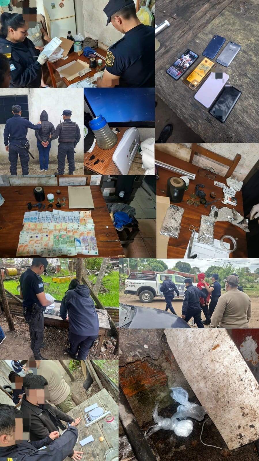 MONTE CASEROS-NARCOMENUDEO  Diligenciando una orden de allanamiento, secuestraron marihuana, cocaína, entre otras cosas. Por el hecho, dos personas fueron detenidas.